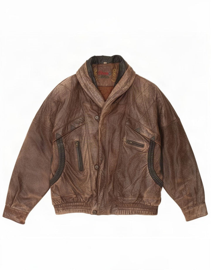 Giacca in pelle da uomo Rover&Lakes IT 52 XL Marrone