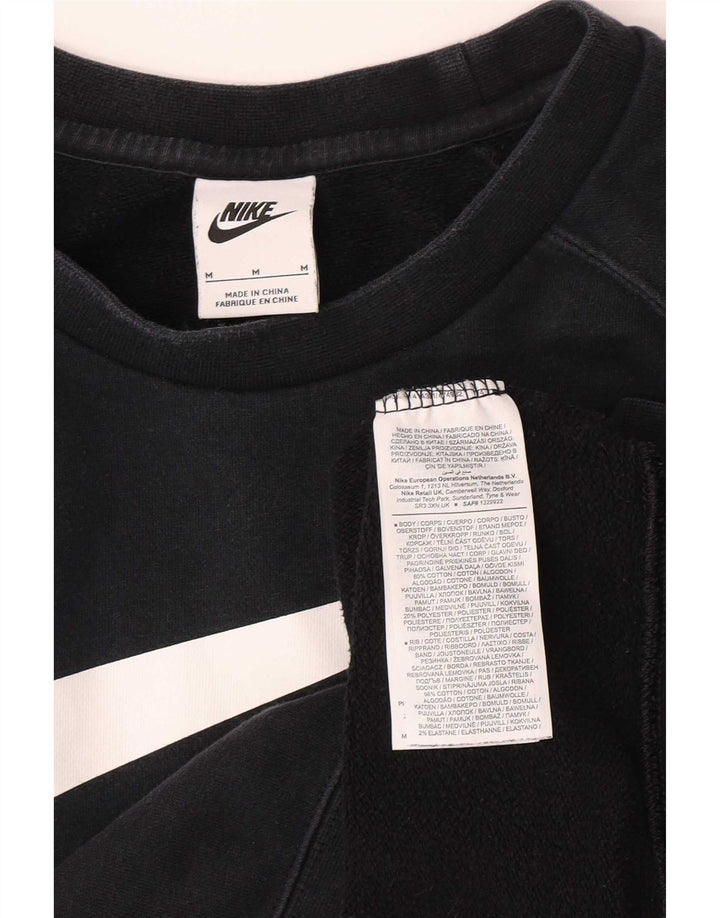 Nike Mens Swoosh Graphic Sweatshirt Jumper Medium Black Cotton