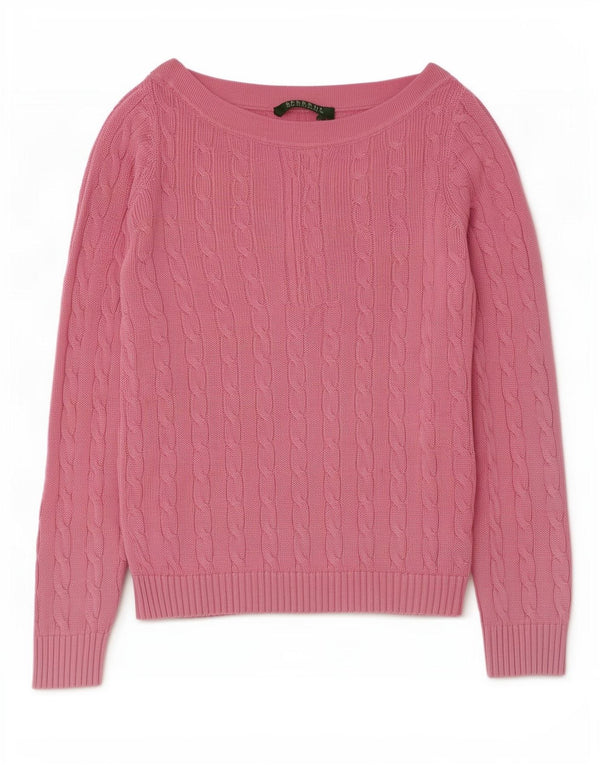 Maglione maglione con scollo a barca da donna Ralph Lauren UK 12 Cotone rosa medio