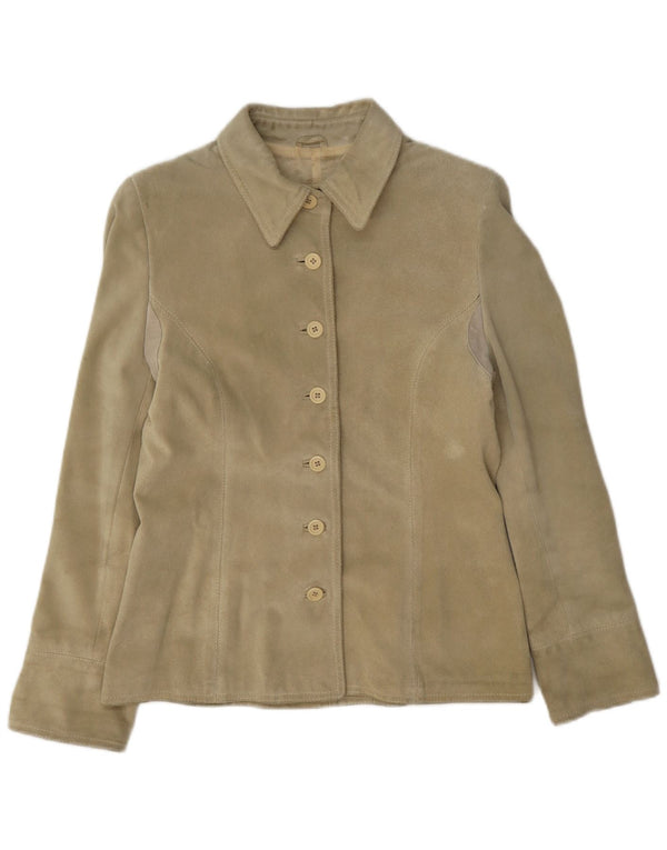 Conbipel Womens Natural Wear Overshirt Suede Shirt UK 10 Small Khaki
