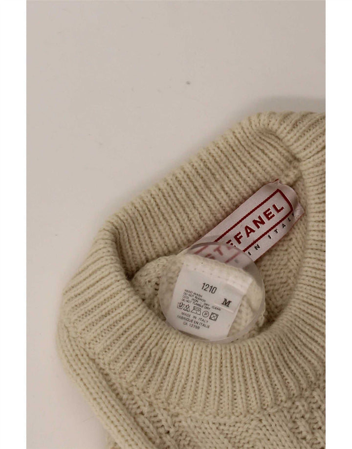 Stefanel Mens Crew Neck Jumper Sweater Medium Beige Wool