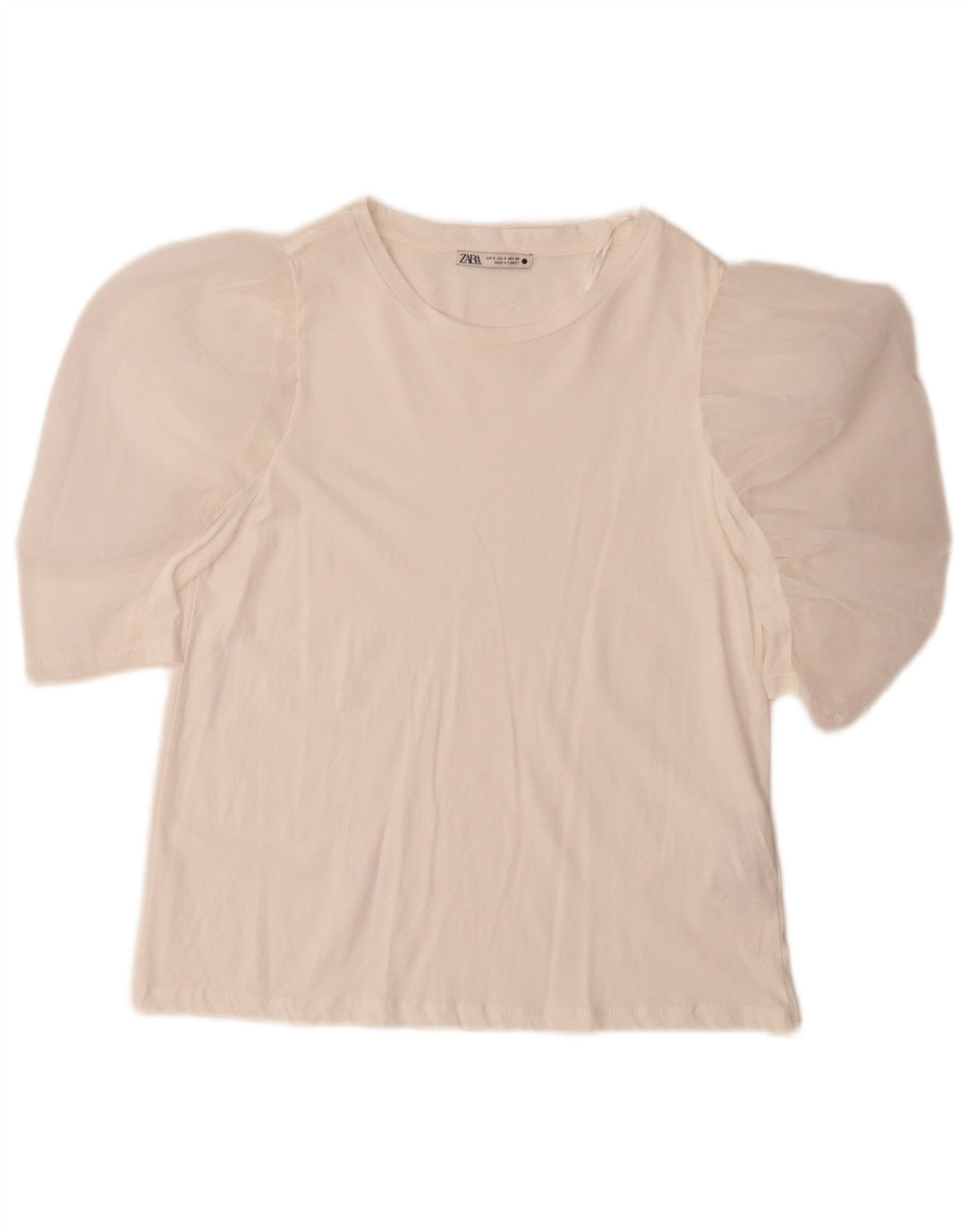 Zara Damen Bluse Top UK 10 Small Weiße Baumwolle