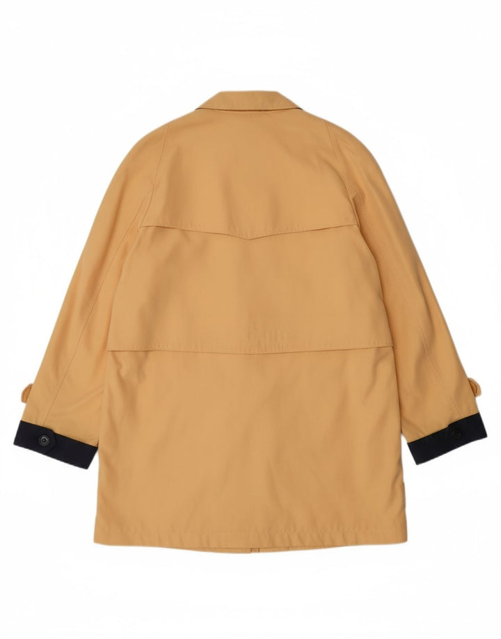 VINTAGE Womens Overcoat UK 14 Large Yellow Colourblock Polyester
