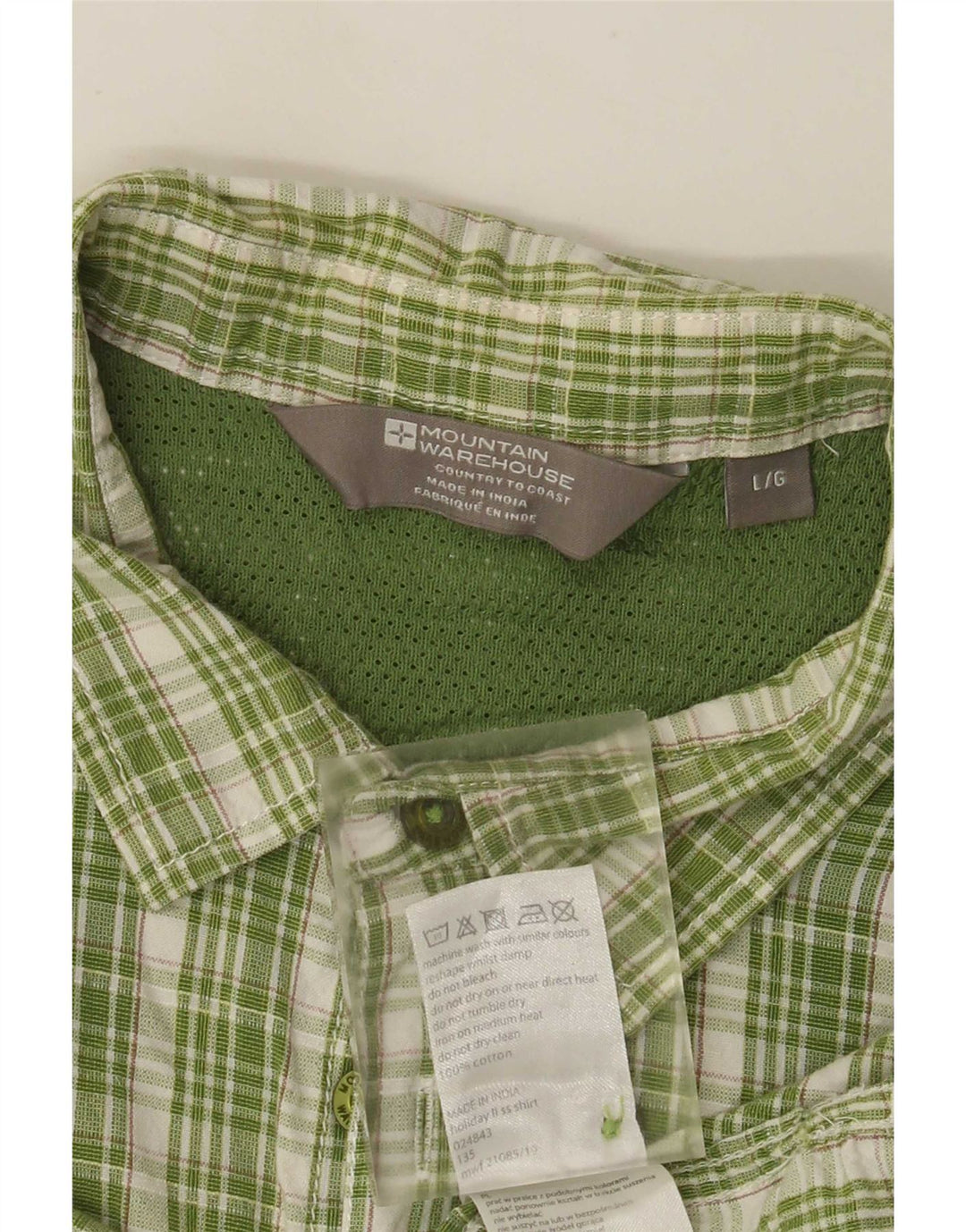 Mountain Warehouse Mens Short Sleeve Regular Fit Shirt Large Green Plaid