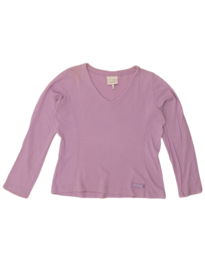 CHAMPION Womens Easy Fit Top Long Sleeve UK 14 Medium Purple
