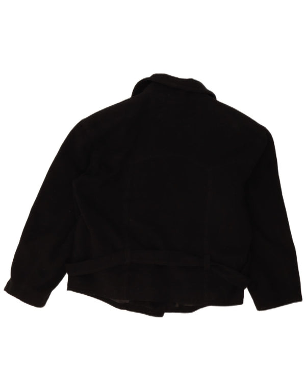 veste biker femme vintage UK 14 Grand Noir