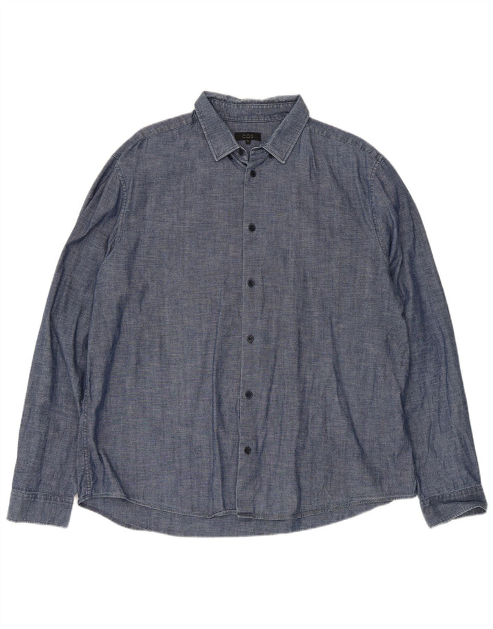 Camisa masculina Cos XL azul algodão