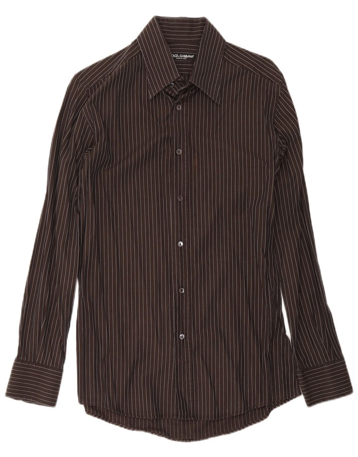 Dolce & Gabbana Mens Shirt Size 40 15 1/2 Medium Black Pinstripe