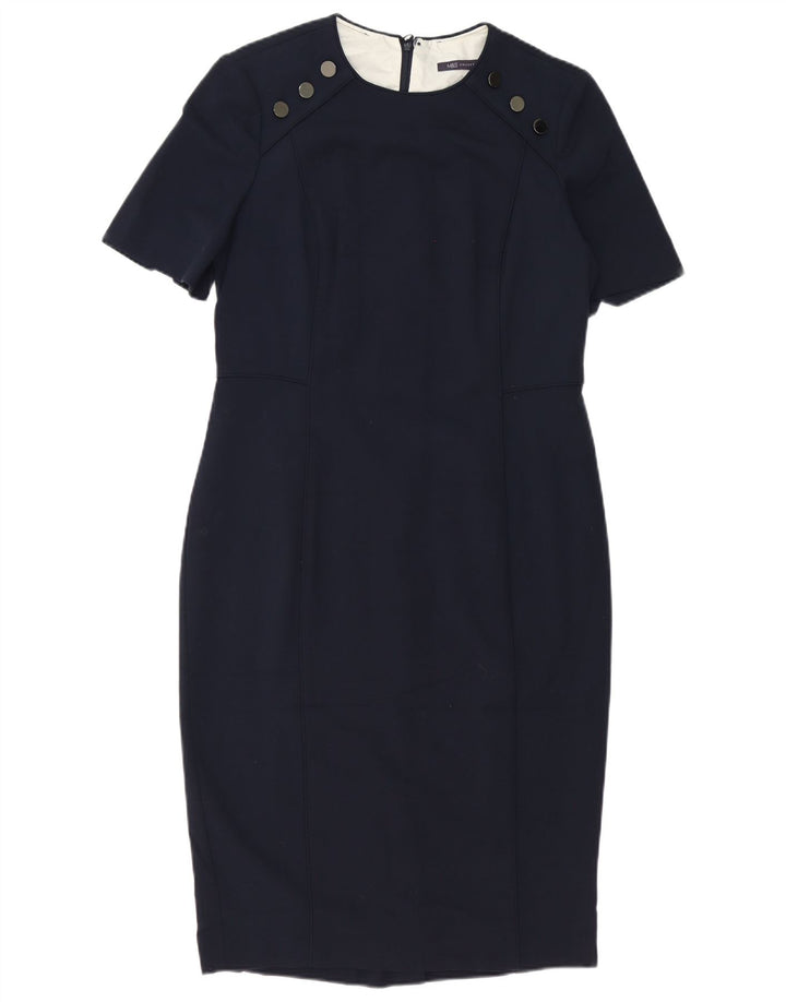 Marks & Spencer Womens Sheath Dress UK 14 Large Navy Blue Polyester