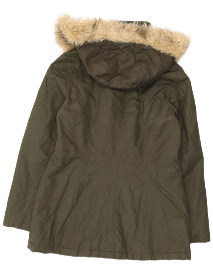Marks & Spencer Damen-Parka mit Kapuze, UK 12, mittlere Khaki-Baumwolle