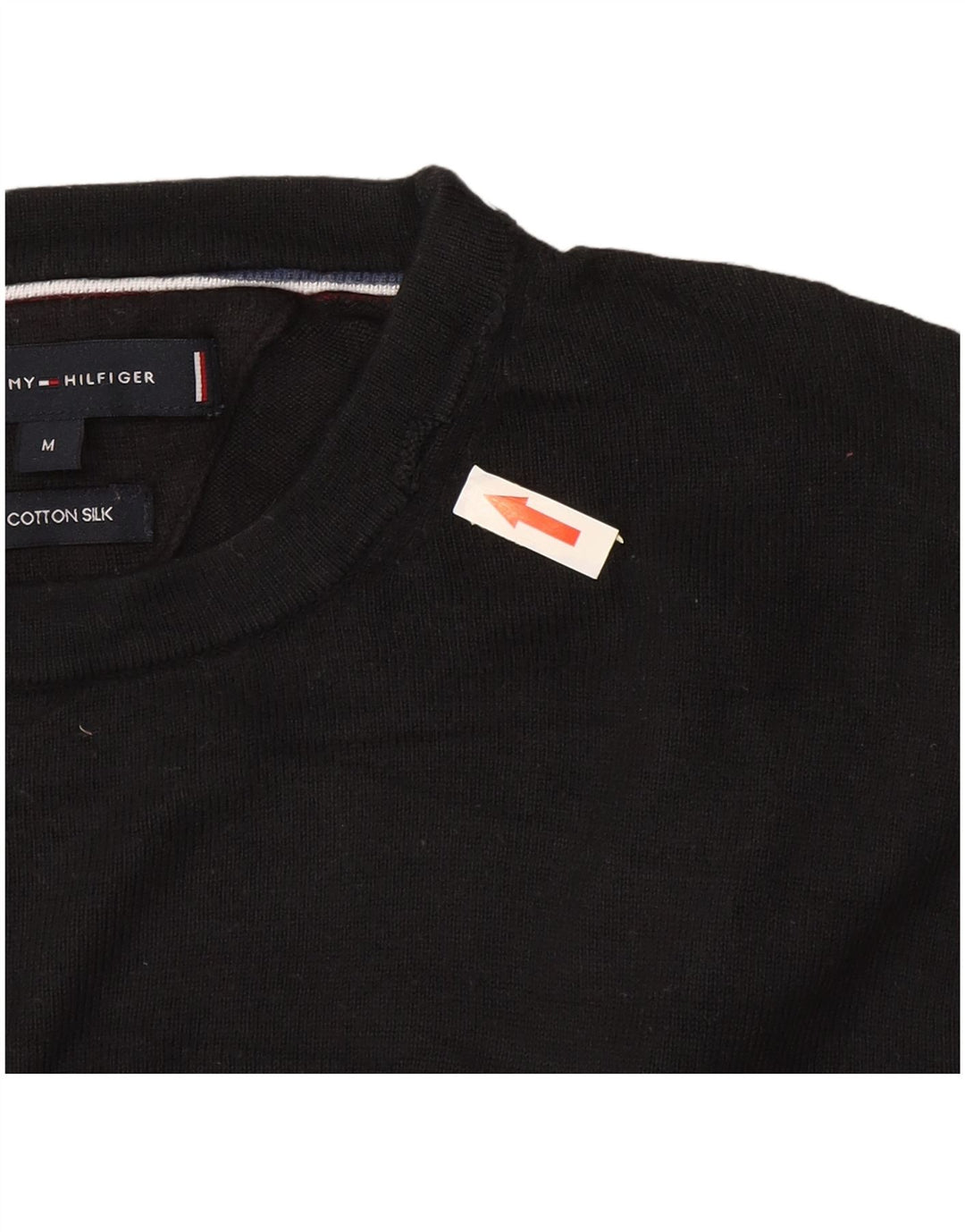 Tommy Hilfiger Mens Crew Neck Jumper Sweater Medium Black Cotton