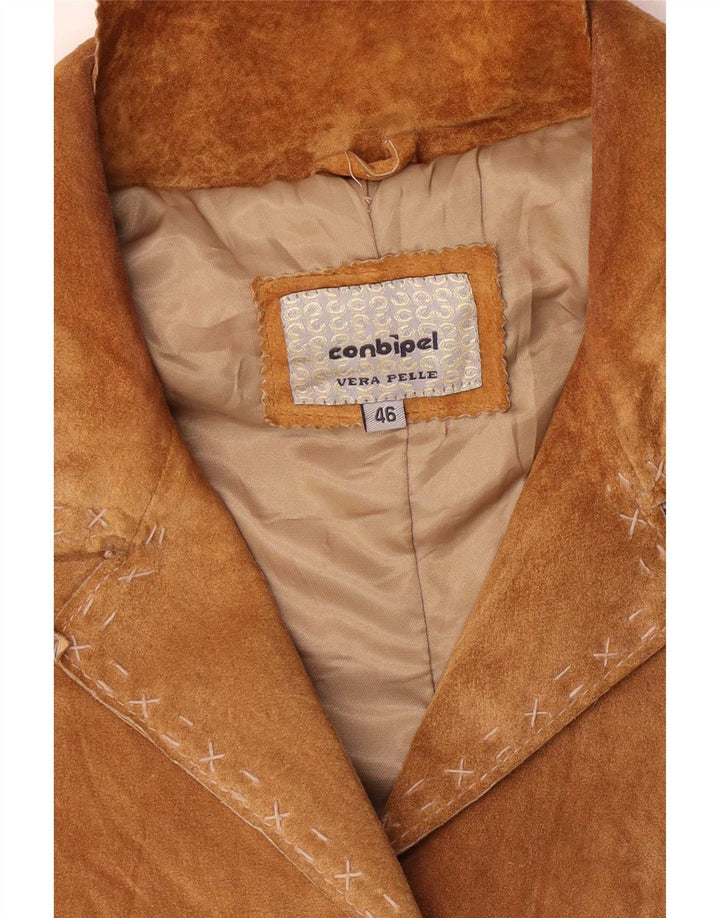 Conbipel Womens Suede Jacket IT 46 Large Brown Leather