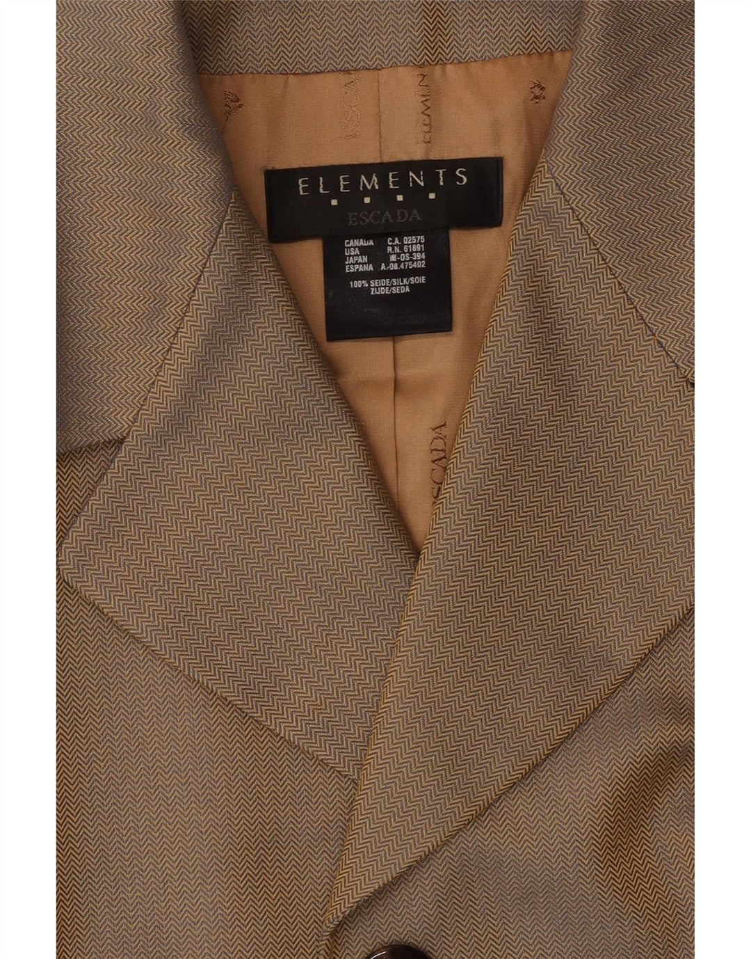 Escada Womens Elements Blazer Jacket UK 12 Medium Beige Herringbone