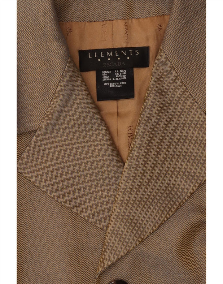 Escada Womens Elements Blazer Jacket UK 12 Medium Beige Herringbone