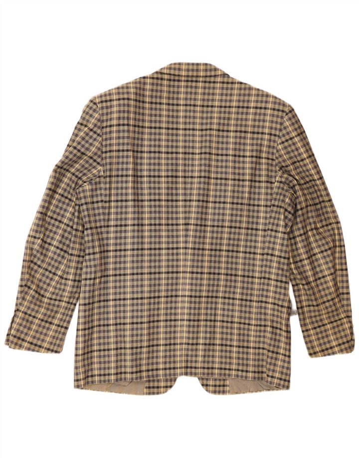 Roberta di Camerino Mens 2 Button Blazer Jacket IT 52 XL Beige Gingham