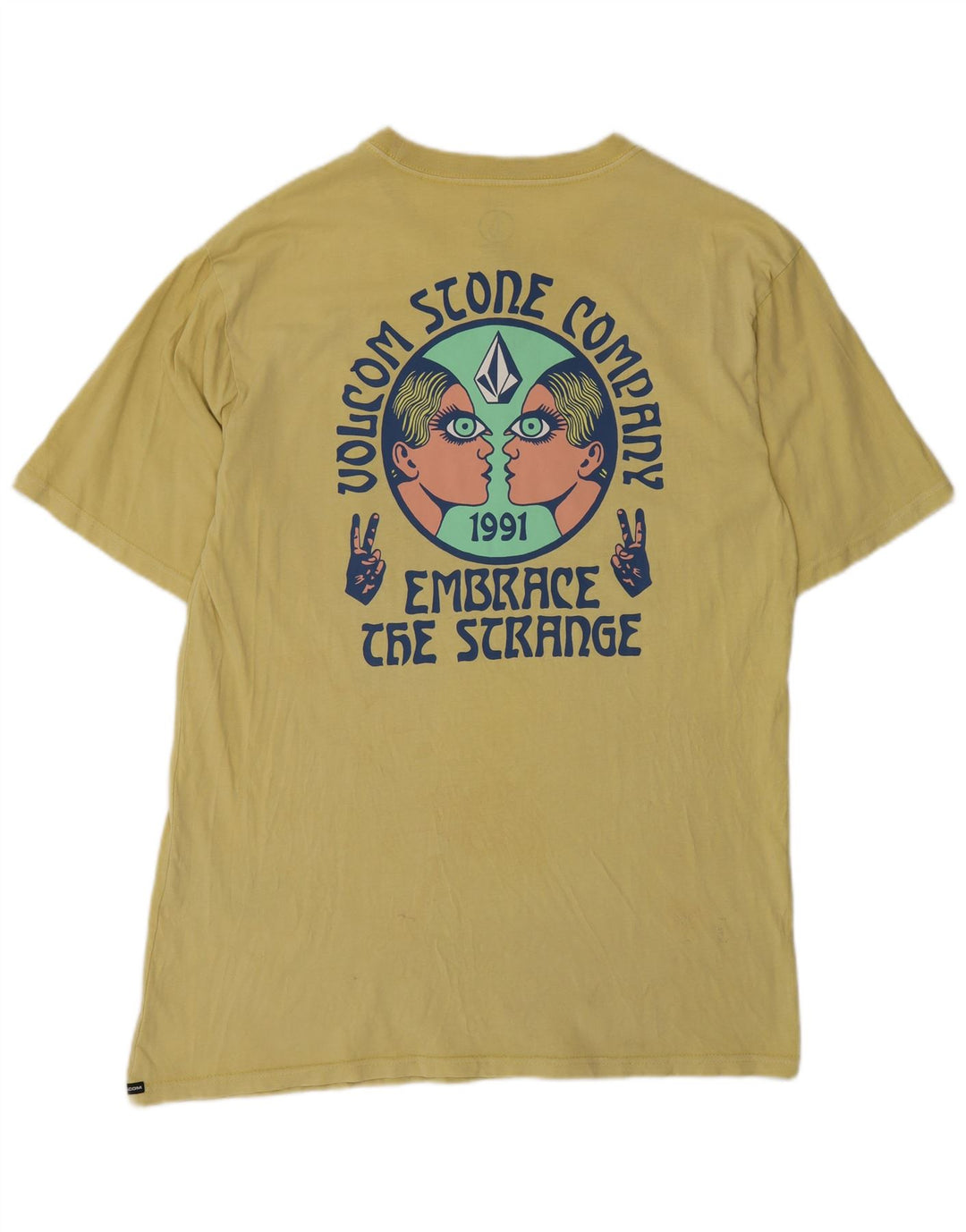 Volcom Mens Graphic T-Shirt Top Medium Yellow Cotton