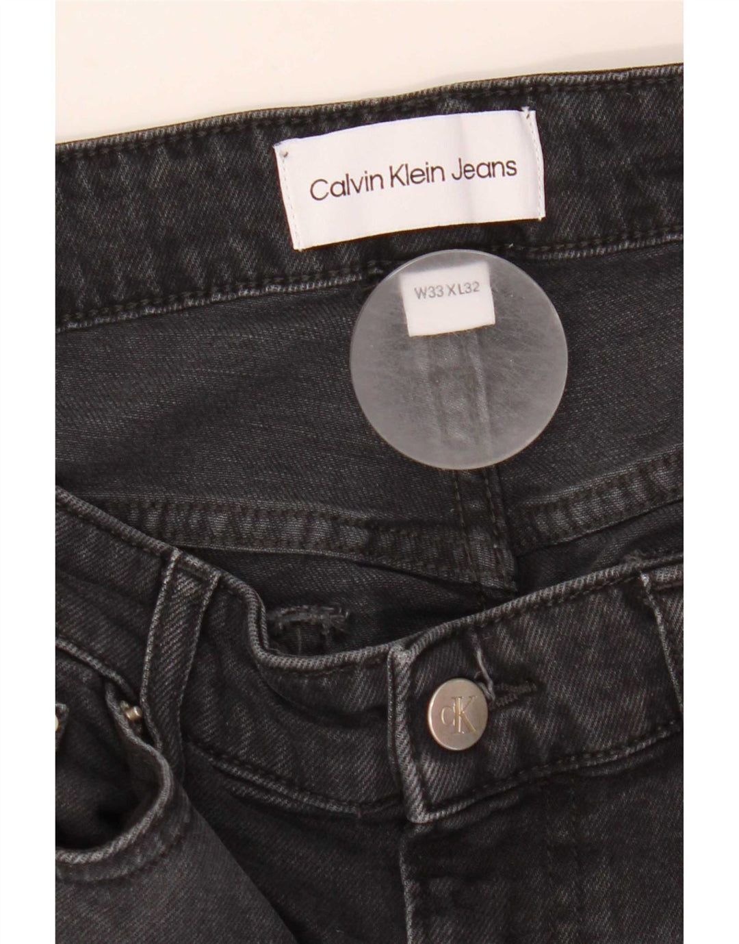 Calvin Klein Mens Slim Jeans W33 L32 Black Cotton