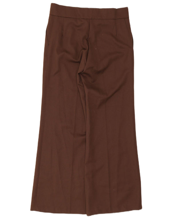 Pantalon de costume vintage taille haute pour femmes, jambes larges, W32 L32 marron