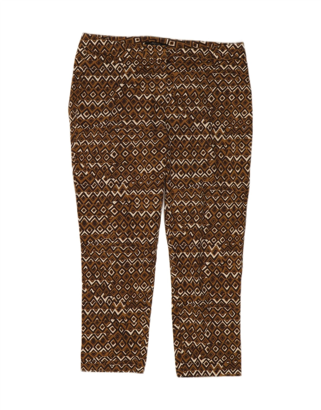MAX MARA Womens Weekend Slim Cropped Trousers W34 L25 Brown Geometric Vintage Max Mara and Second-Hand Max Mara from Messina Hembry 