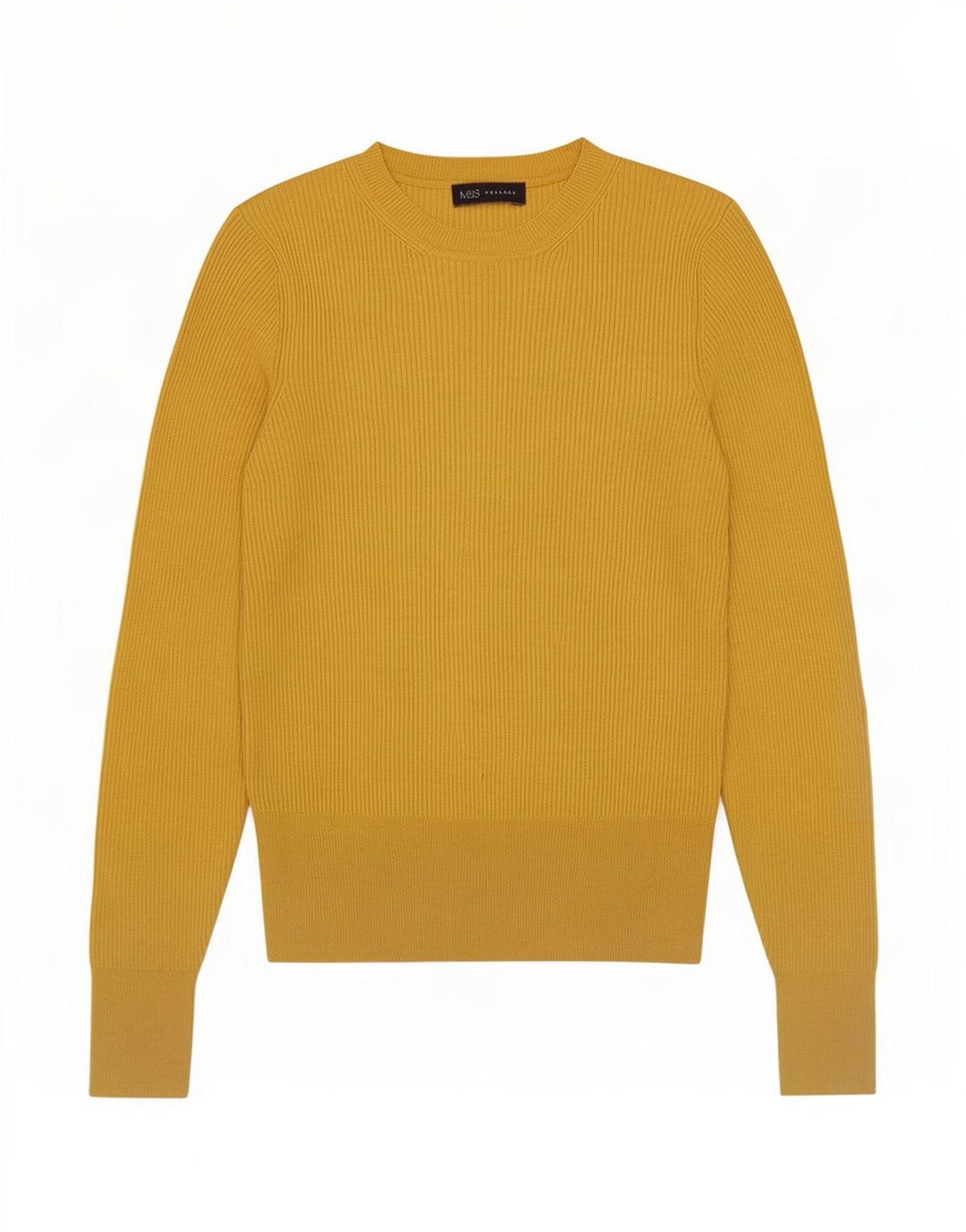 Marks & Spencer Womens Crew Neck Jumper Sweater UK 12 Medium Yellow Viscose