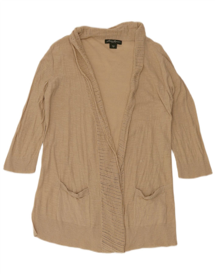 EDDIE BAUER Womens Longline Open Cardigan Sweater UK 12 Medium Beige