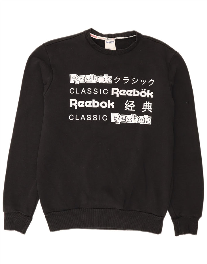 Reebok Herren Graphic Sweatshirt Pullover Small Schwarz Baumwolle