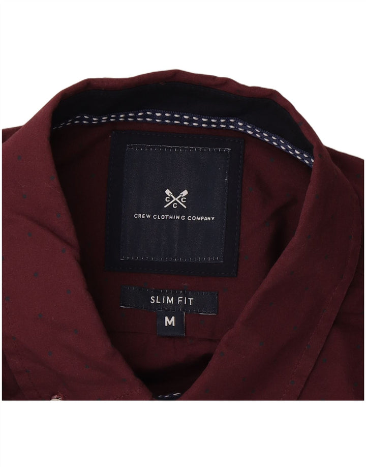 Crew Clothing Mens Slim Fit Shirt Medium Burgundy Spotted