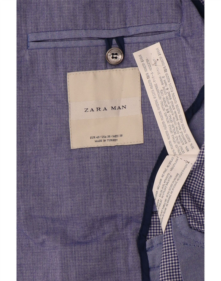 Zara Herren-Blazer mit 2 Knöpfen, EU 48, mittelblau, Polyester