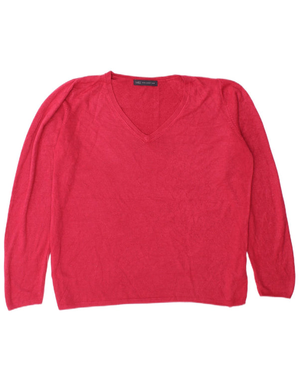 Marks & Spencer Dame V-hals sweater UK 20 2XL Rød Akryl