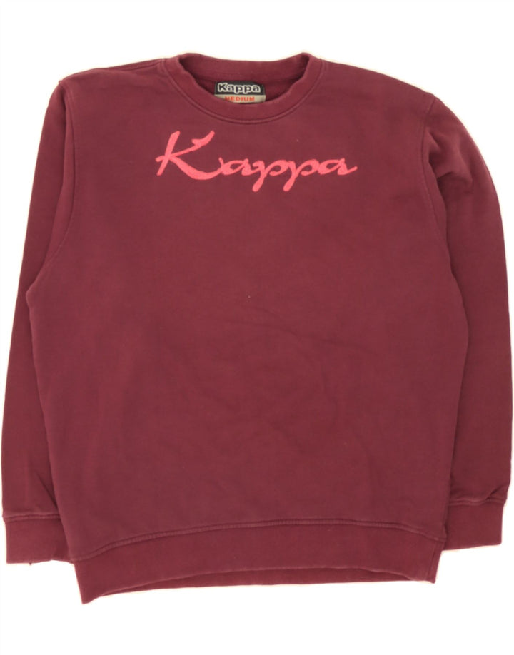 KAPPA Womens Graphic Oversized Sweatshirt Jumper UK 14 Medium Burgundy Vintage Kappa and Second-Hand Kappa from Messina Hembry 