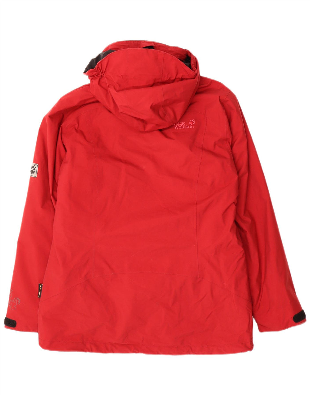 Jack Wolfskin Womens Hooded Windbreaker Jacket UK 12 Medium Red Polyamide