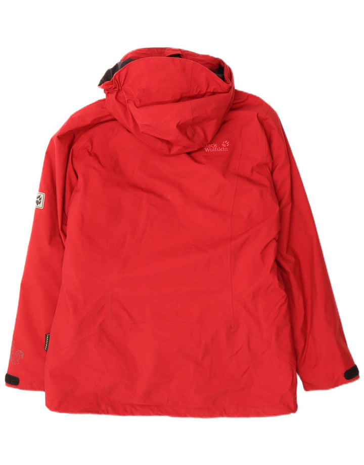 Jack Wolfskin Womens Hooded Windbreaker Jacket UK 12 Medium Red Polyamide