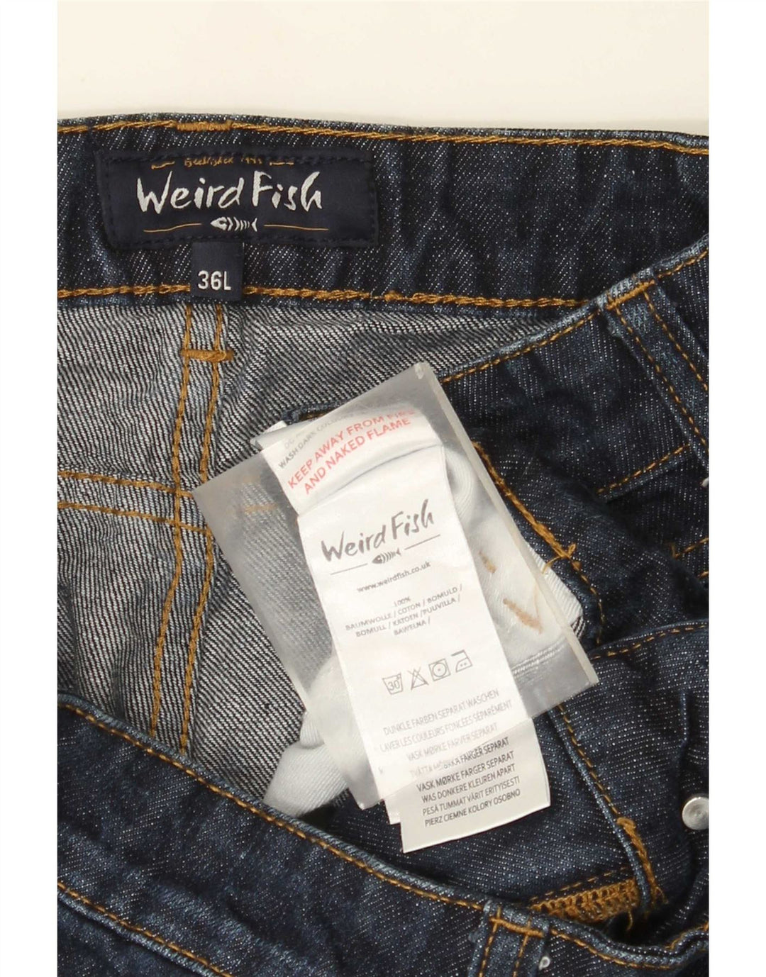 Jeans dritti da donna Weird Fish W36 L28 cotone blu navy