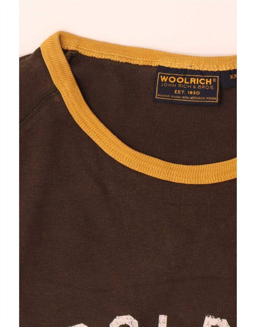 Woolrich Mens Graphic Top Long Sleeve 2XL Brown Cotton