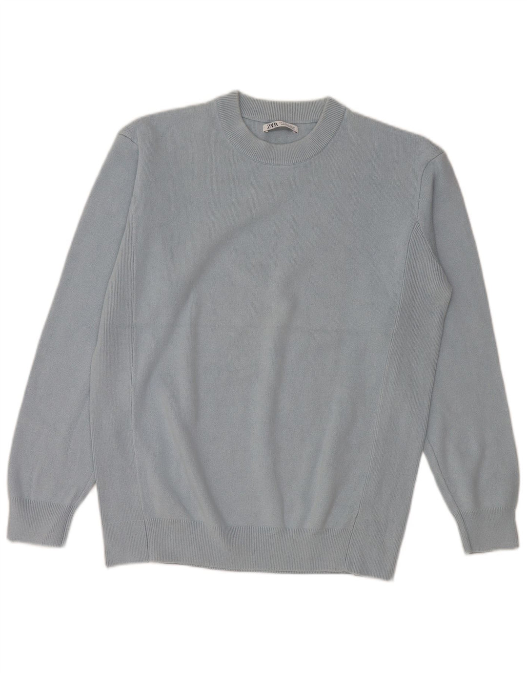 Zara Mens Crew Neck Jumper Sweater Small Blue