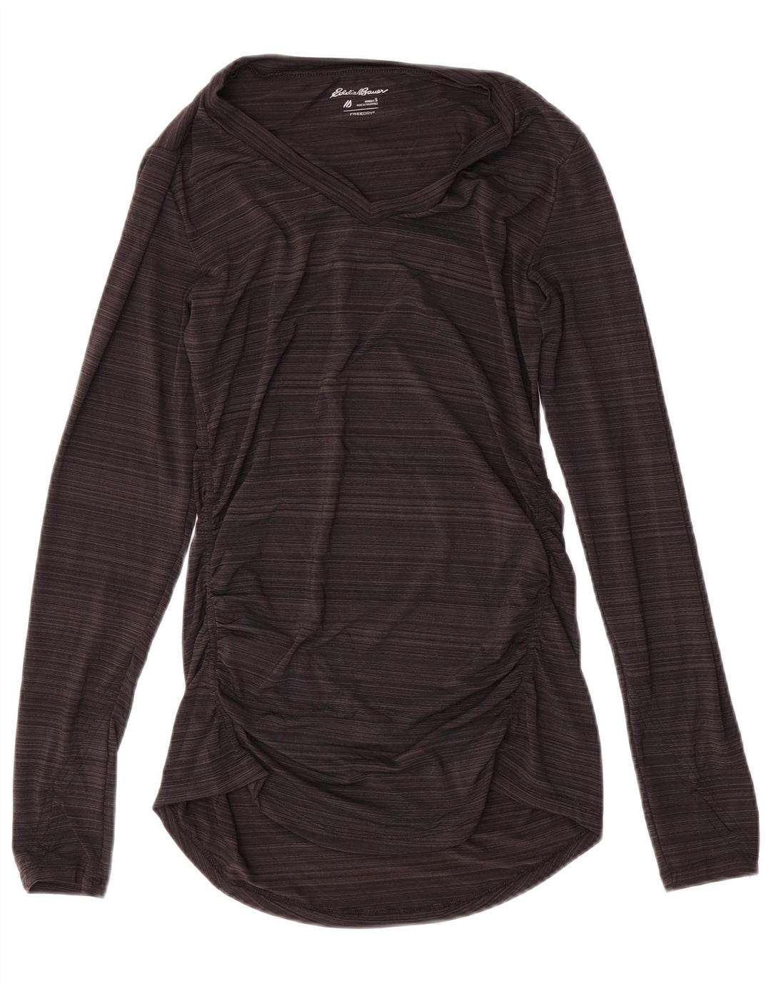 EDDIE BAUER Womens T-Shirt Top UK 10 Small Grey Striped Polyester