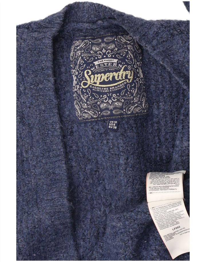 Superdry Damen-Strickjacke in Übergröße, Gr. 10, Small, Blau, Acryl
