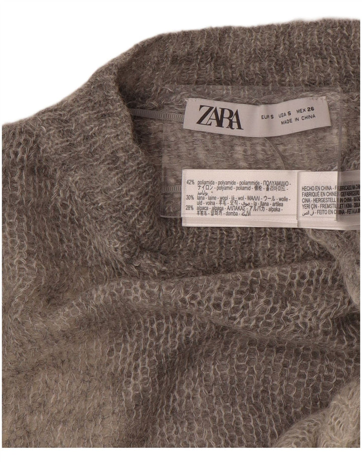 ZARA Womens Turtle Neck Jumper Sweater UK 10 Small Grey Colourblock