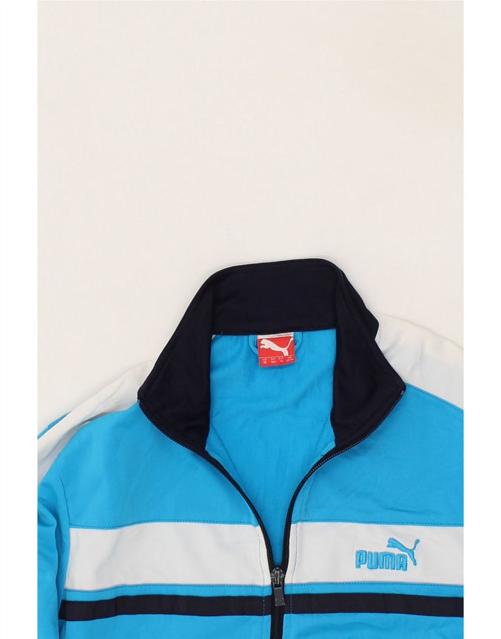 PUMA Boys Tracksuit Top Jacket 13-14 Years XL  Blue Colourblock Vintage Puma and Second-Hand Puma from Messina Hembry 