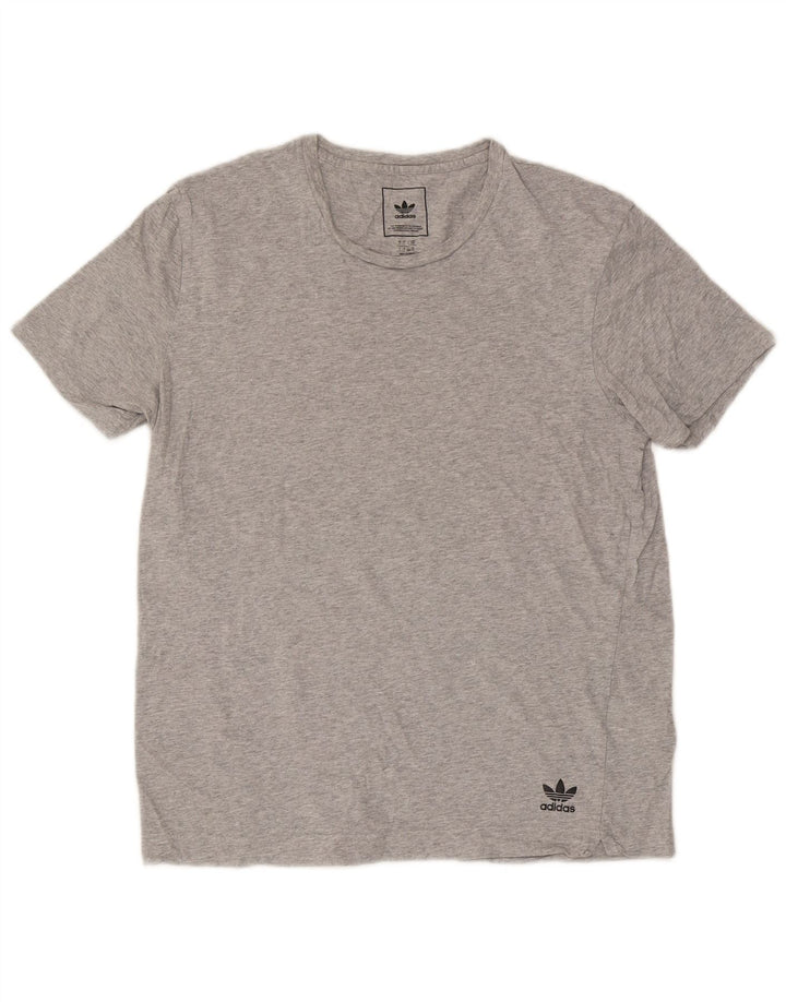 Adidas Mens T-Shirt Top Large Grey Flecked Cotton