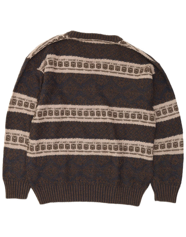 Brandi Herre V-hals sweater Large Navy Blue Fair Isle