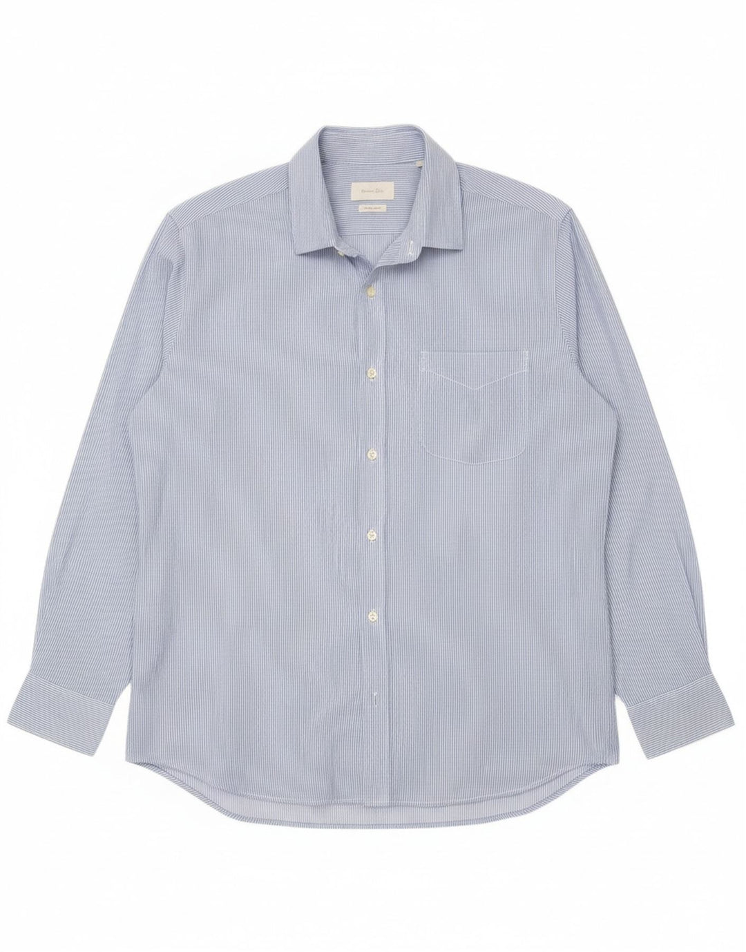 MASSIMO DUTTI Mens Shirt XL Blue Pinstripe