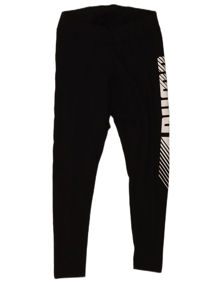 Puma Womens Graphic Leggings UK 12 Medium Black Cotton