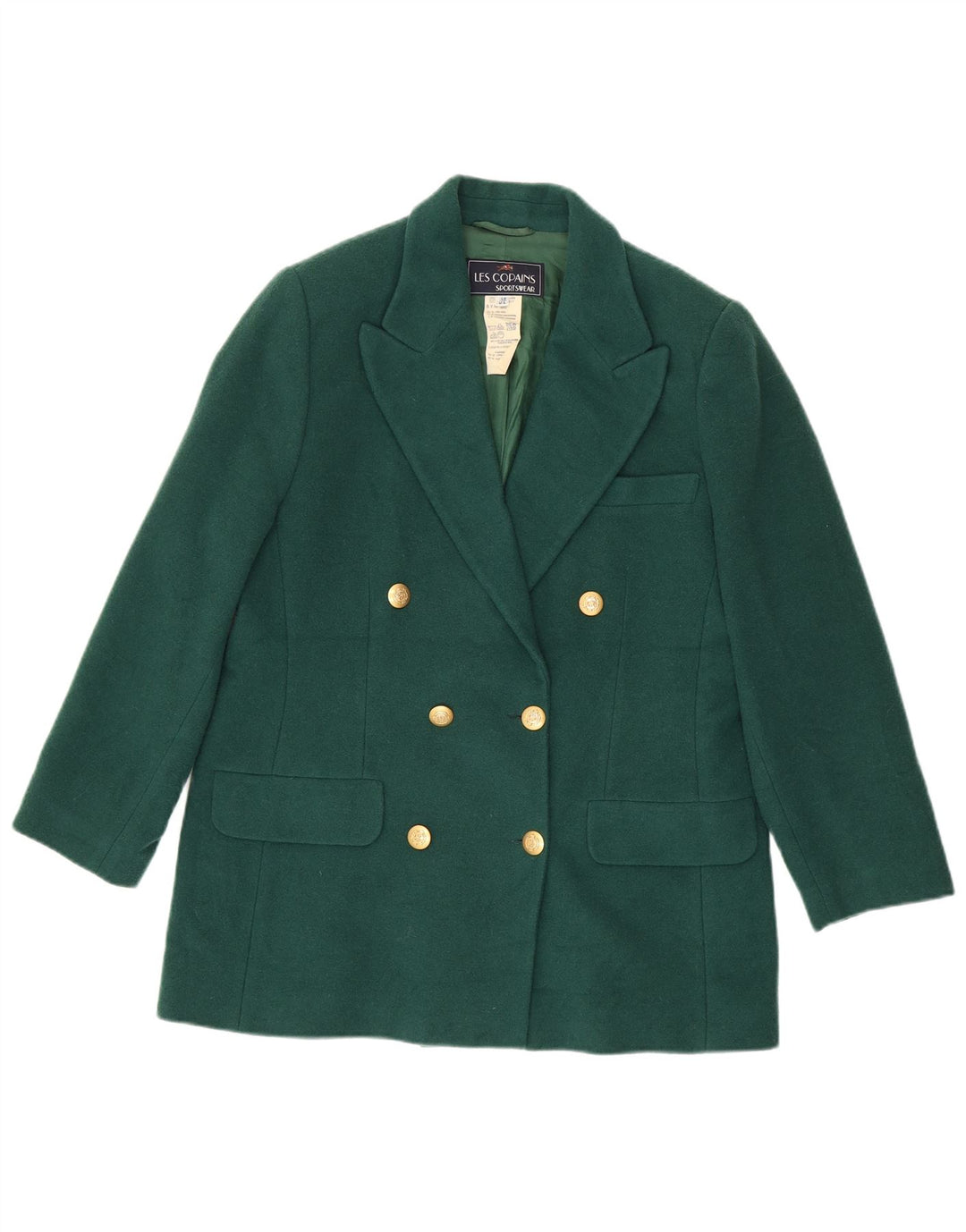 Les Copains Γυναικείο Μπουφάν Blazer με διπλό στήθος IT 48 XL πράσινο μαλλί