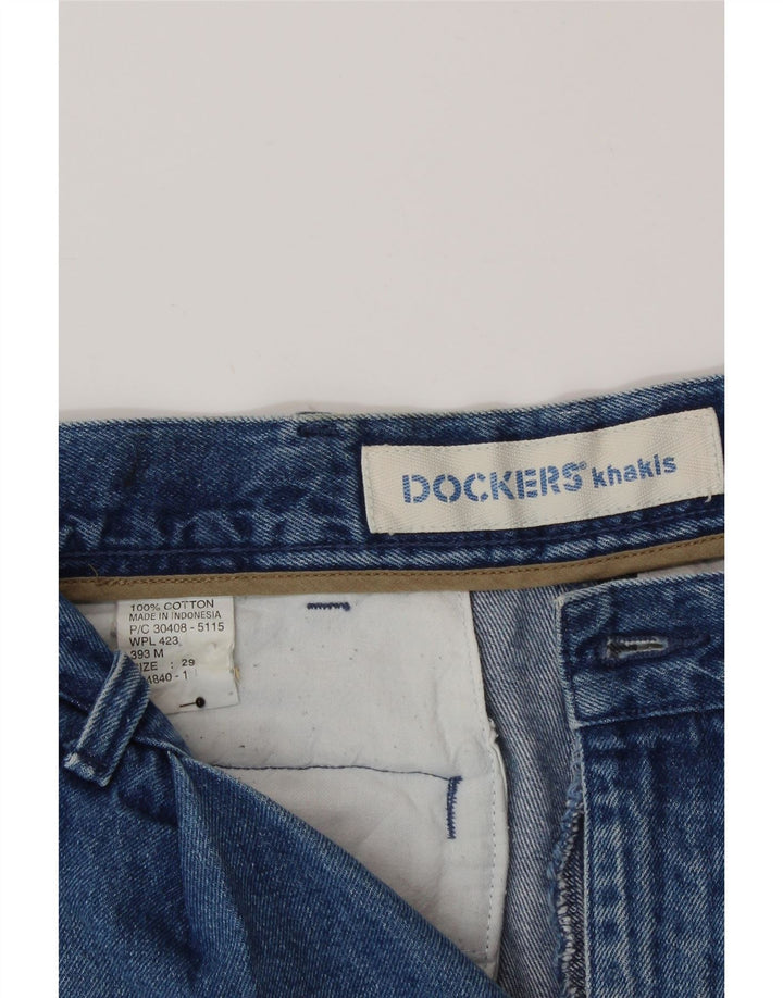 DOCKERS Womens Khakis High Waist Denim Shorts W29 Medium Blue Cotton Vintage Dockers and Second-Hand Dockers from Messina Hembry 