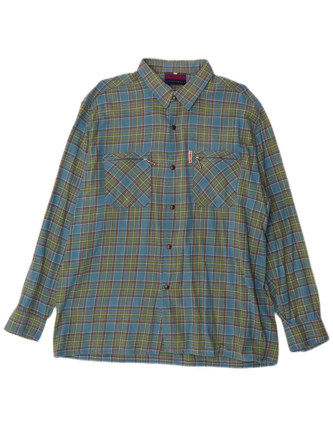 Camicia in flanella da uomo di MC Kee, cotone a quadri blu grande