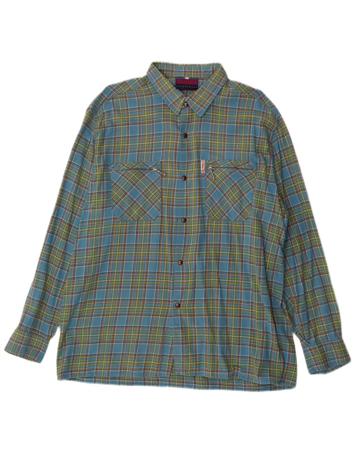 Camicia in flanella da uomo di MC Kee, cotone a quadri blu grande