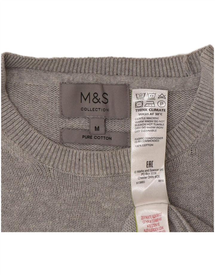Marks & Spencer Herre sweater med rund hals, mellemgrå bomuld