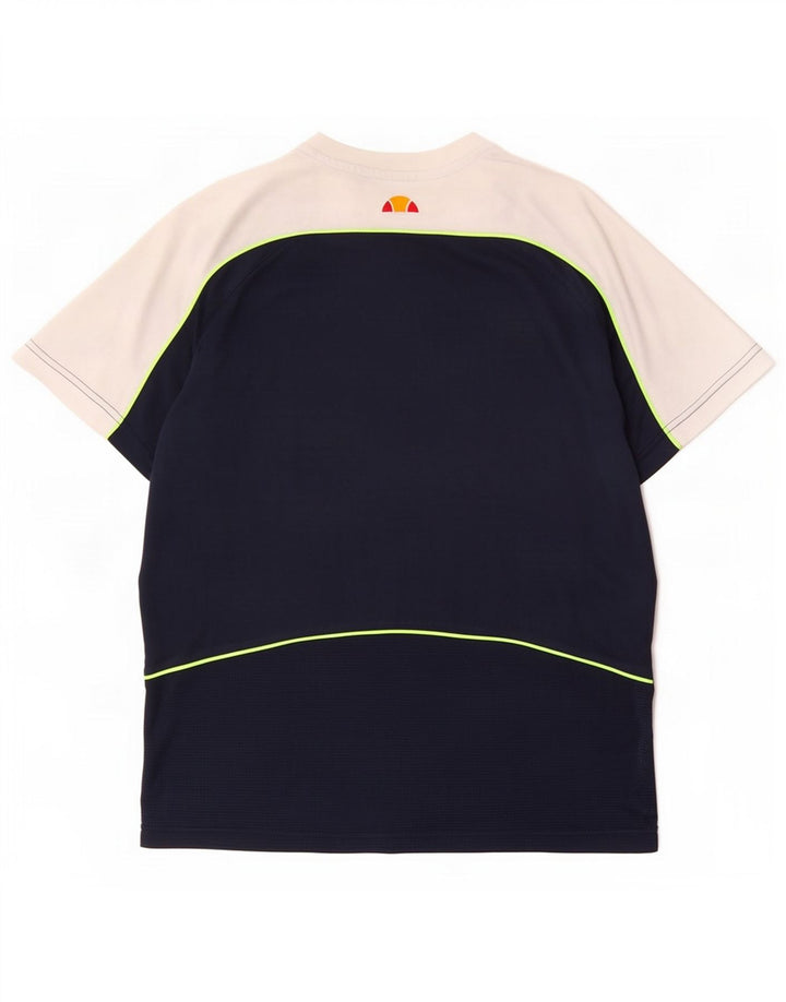 Ellesse Hombre Camiseta gráfica Top Small Azul marino Colorblock Poliéster