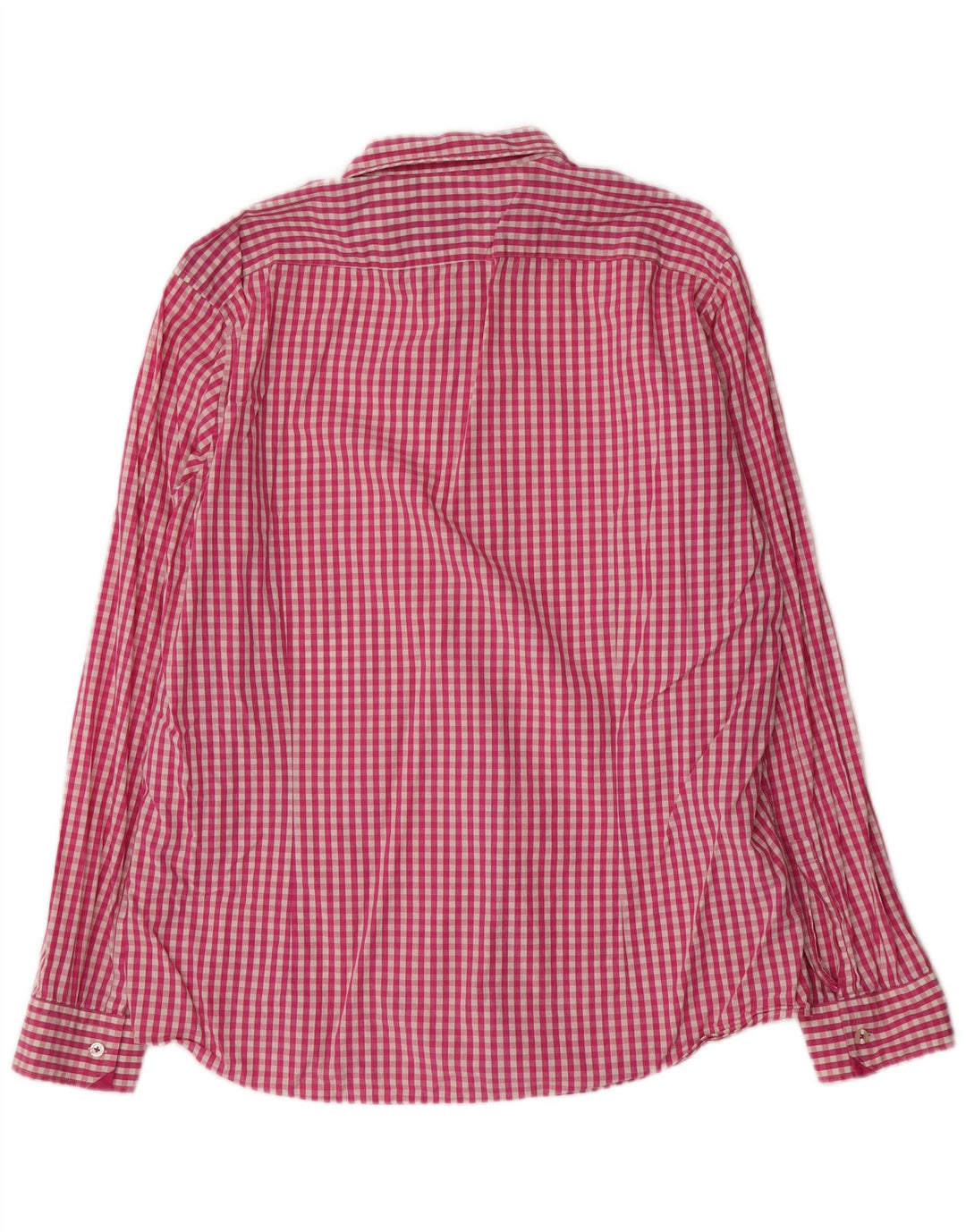 Hugo Boss Mens Regular Fit Shirt XL Pink Gingham Cotton
